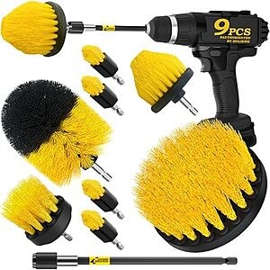 $7.99* | 9-Pc Holikme Drill Brush Power Scrubber Cleaning Attachment Set at Amazon
